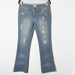 Antik Denim Women's Jeans 29 Bootcut Distressed Light Wash Beaded Embellished